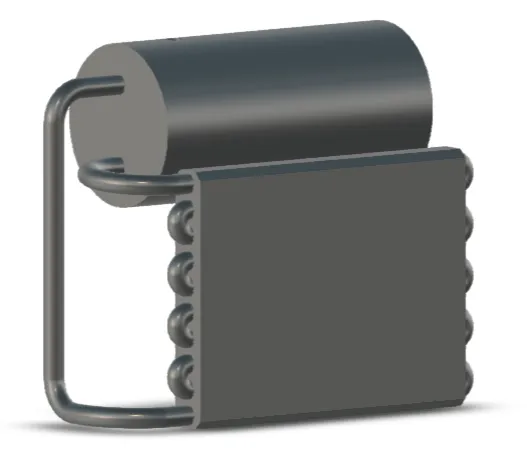 CAD render of the tank and collector assembly