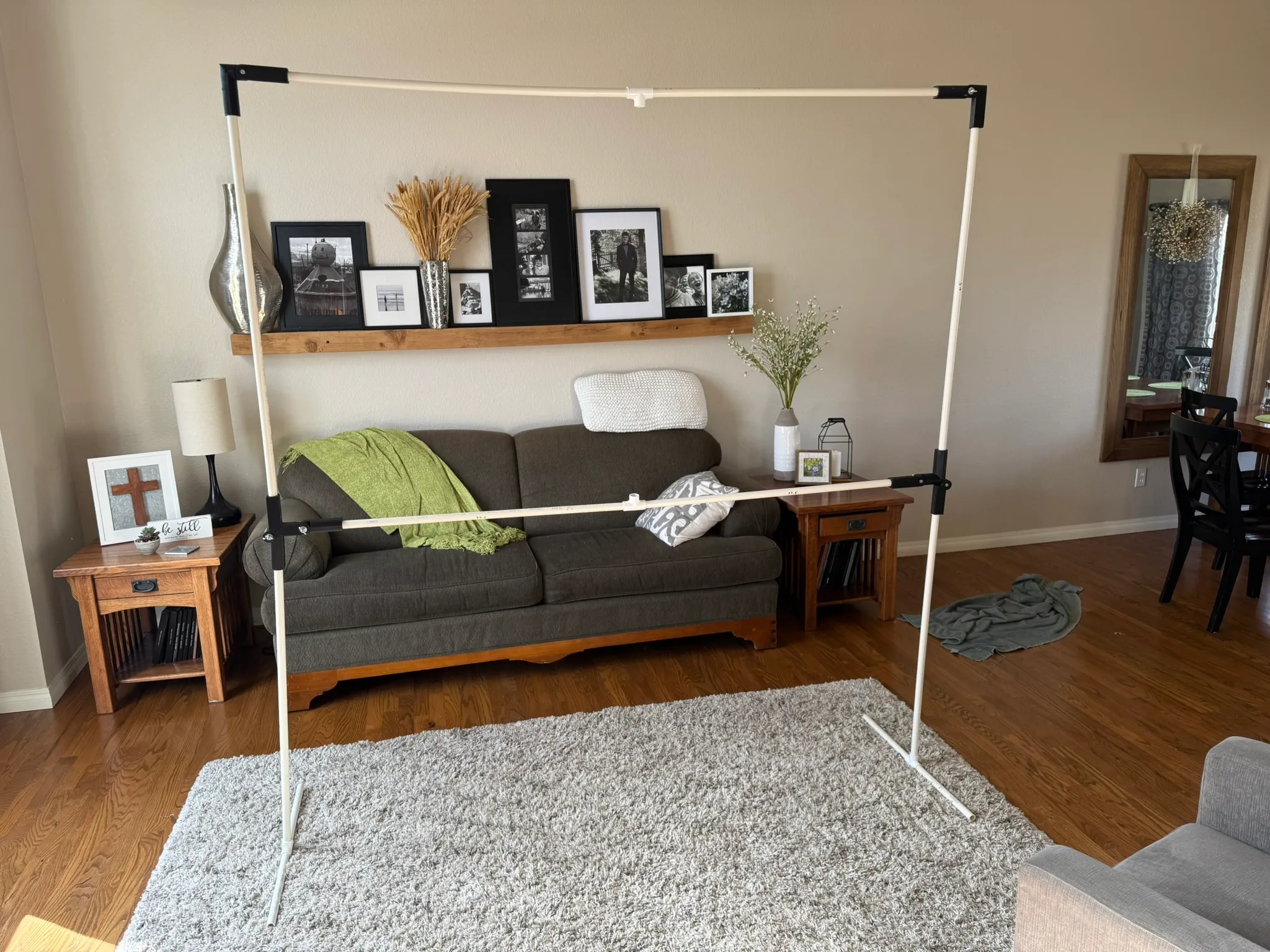 The assembled PVC frame standing without the screen fitted