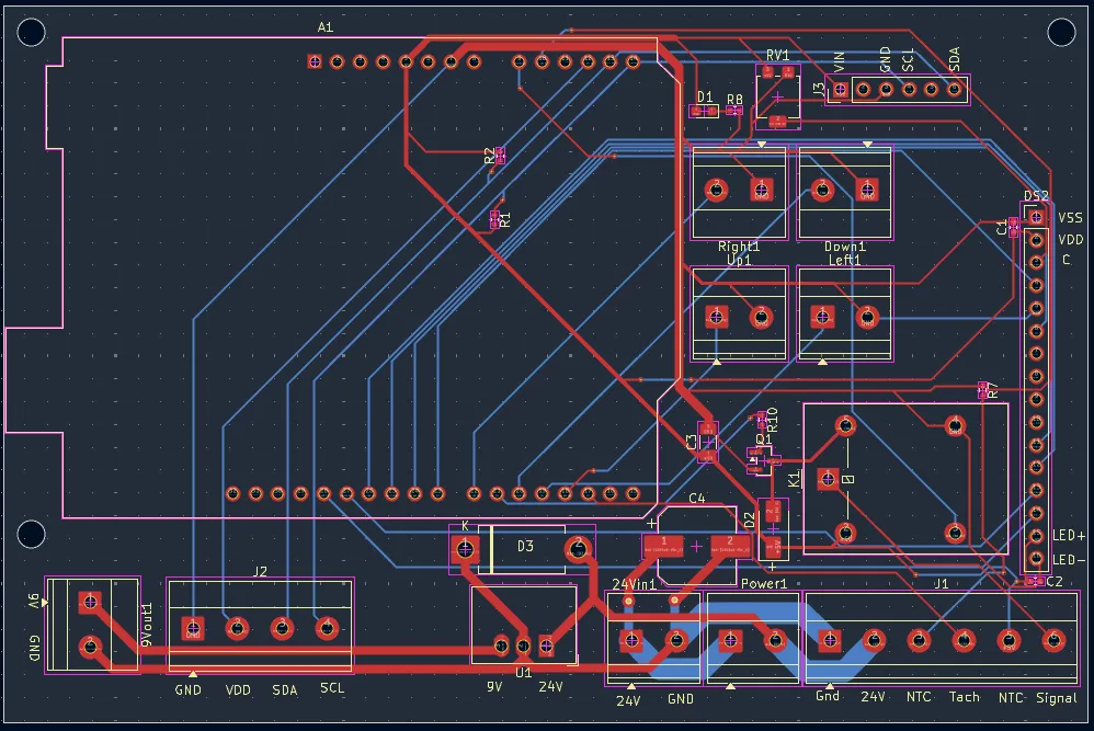 The KiCad board layout
